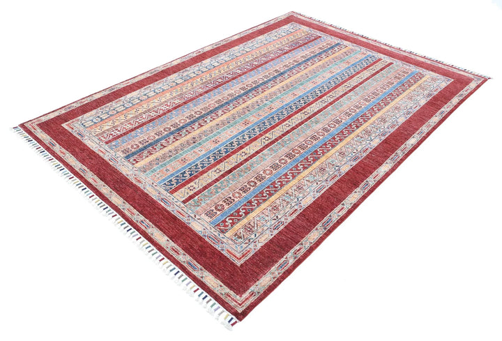 Brown Afghan Oriental Rug 5' 7" x 7' 11" Hand-Knotted | No. AT71074