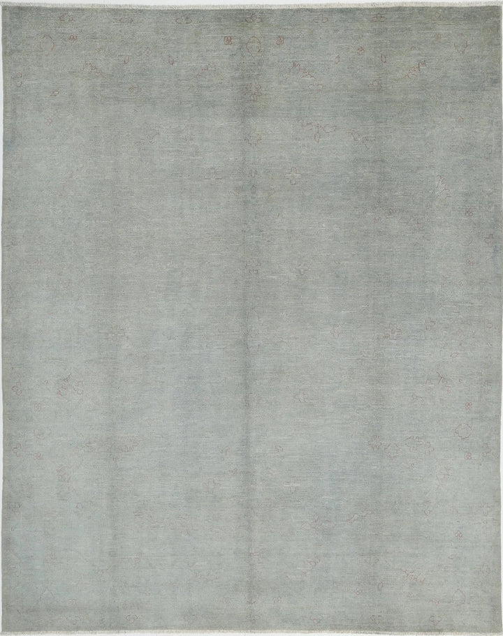 Grey Afghan Overdye Rug 7' 11" x 9' 11" Hand-Knotted | No. AT71104