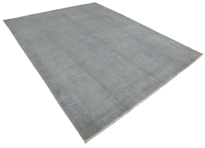 Grey Afghan Overdye Rug 7' 11" x 9' 11" Hand-Knotted | No. AT71104