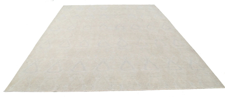 Ivory Afghan Oriental Rug 8' 10" x 11' 5" Hand-Knotted | No. AT71139