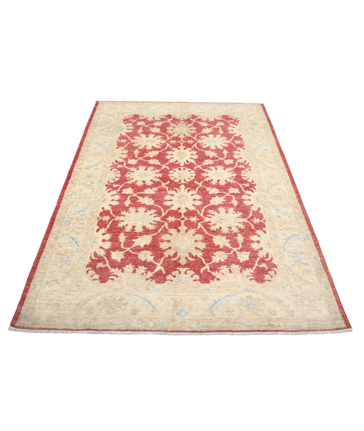 Afghan Ziegler Rug 4' 10" x 6' 8" Hand-Knotted | No. AT71153