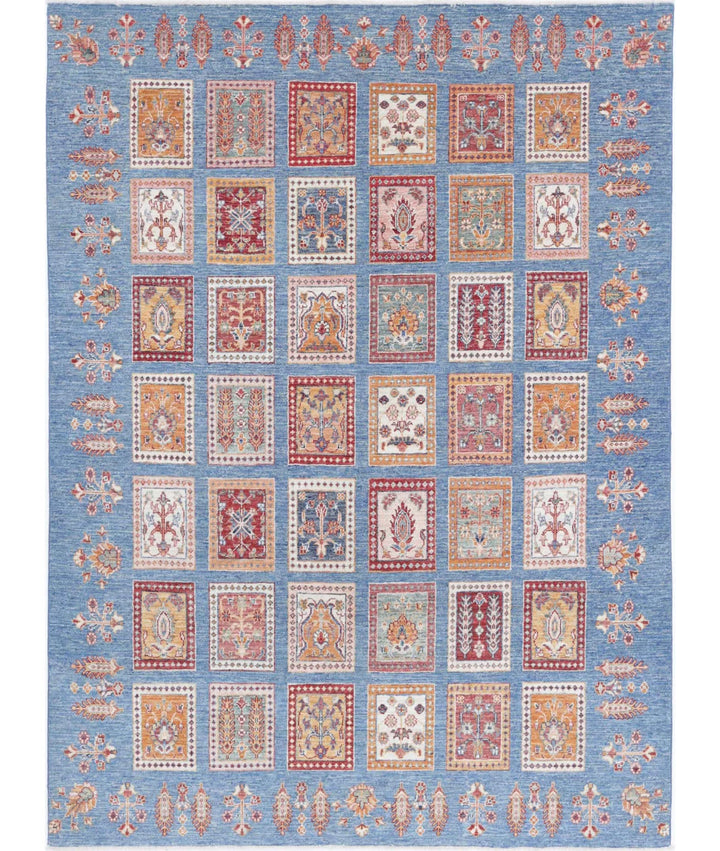 Blue Afghan Bakhtiari Rug 5' 8" x 7' 8" Hand-Knotted | No. AT71281