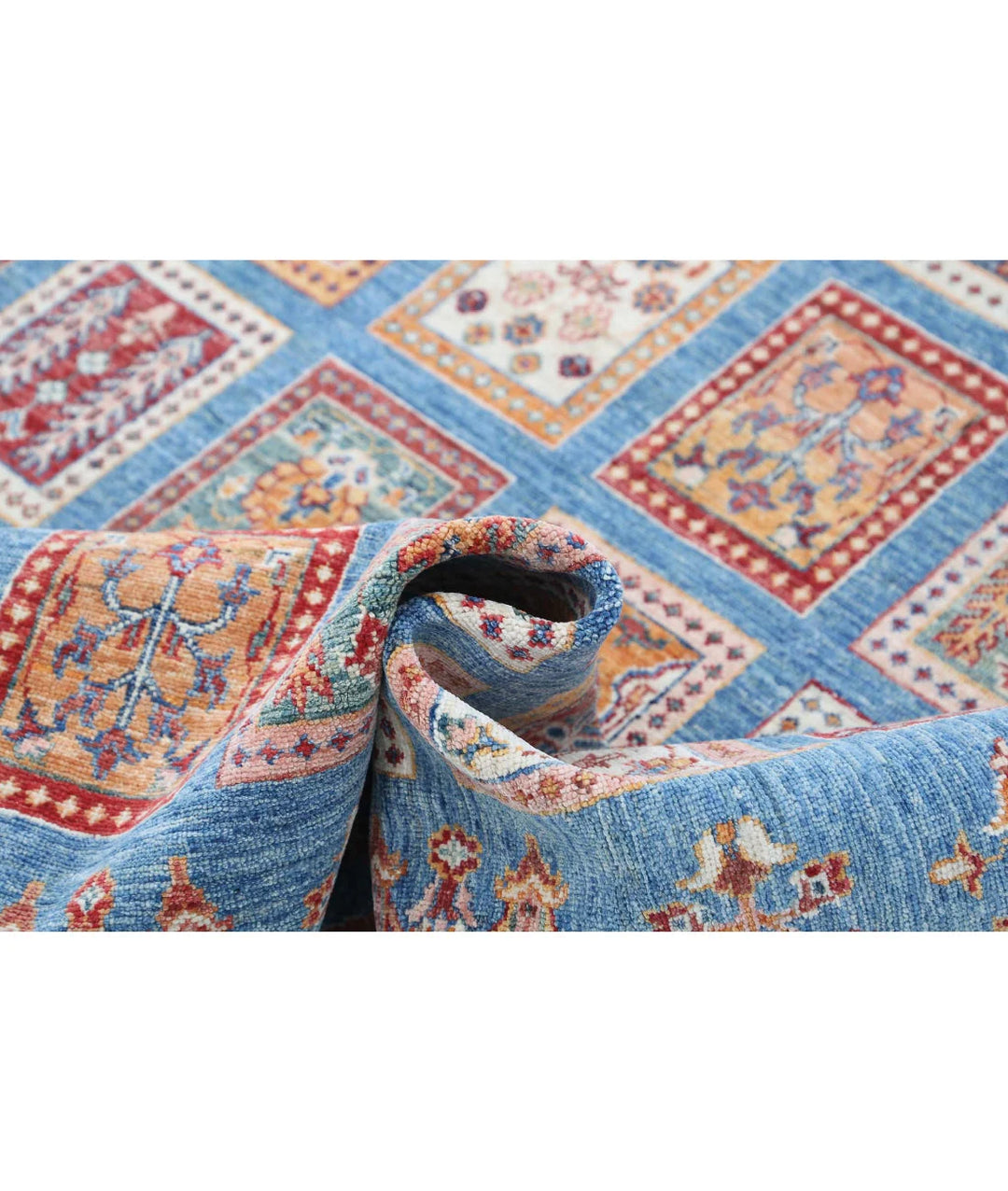 Blue Afghan Bakhtiari Rug 5' 8" x 7' 8" Hand-Knotted | No. AT71281