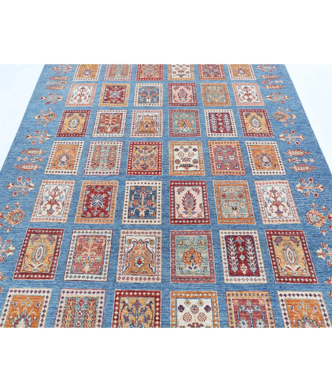 Blue Afghan Bakhtiari Rug 5' 8" x 7' 8" Hand-Knotted | No. AT71281