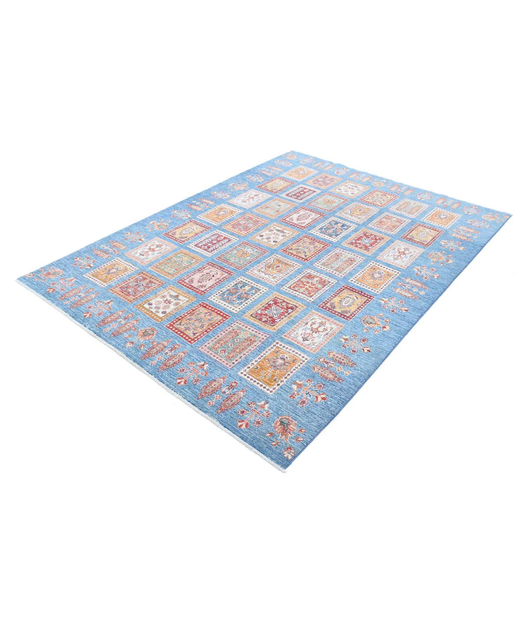 Blue Afghan Bakhtiari Rug 5' 8" x 7' 8" Hand-Knotted | No. AT71281