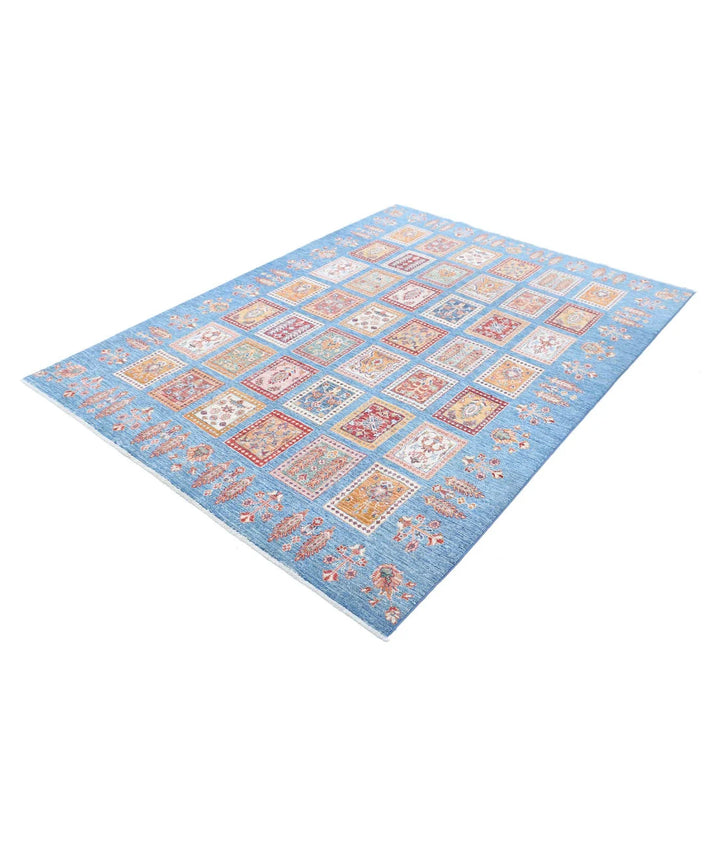 Blue Afghan Bakhtiari Rug 5' 8" x 7' 8" Hand-Knotted | No. AT71281