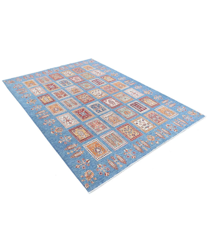 Blue Afghan Bakhtiari Rug 5' 8" x 7' 8" Hand-Knotted | No. AT71281