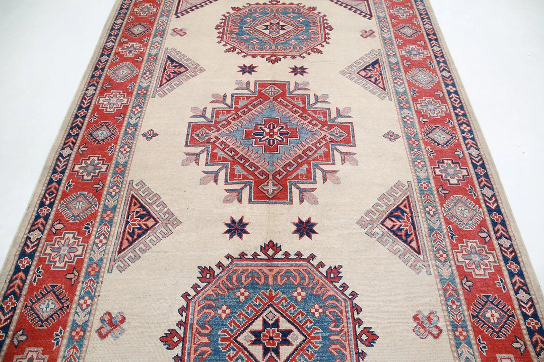 Afghan Kazak Rug 6' 3" x 9' 4" Hand-Knotted | No. AT71377