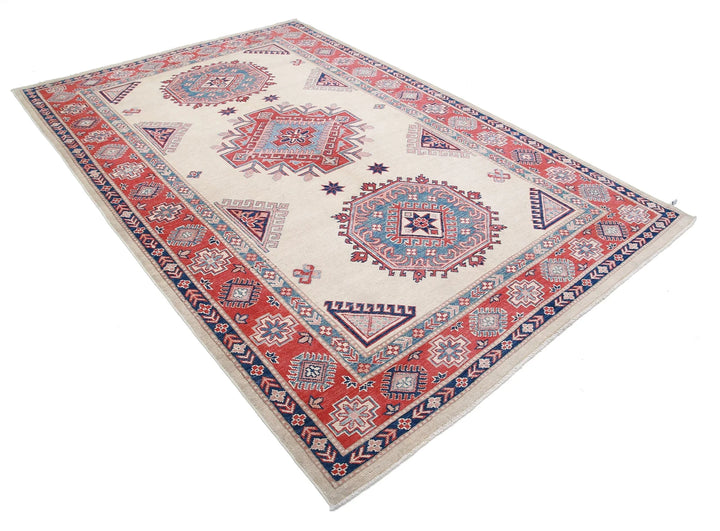Afghan Kazak Rug 6' 3" x 9' 4" Hand-Knotted | No. AT71377