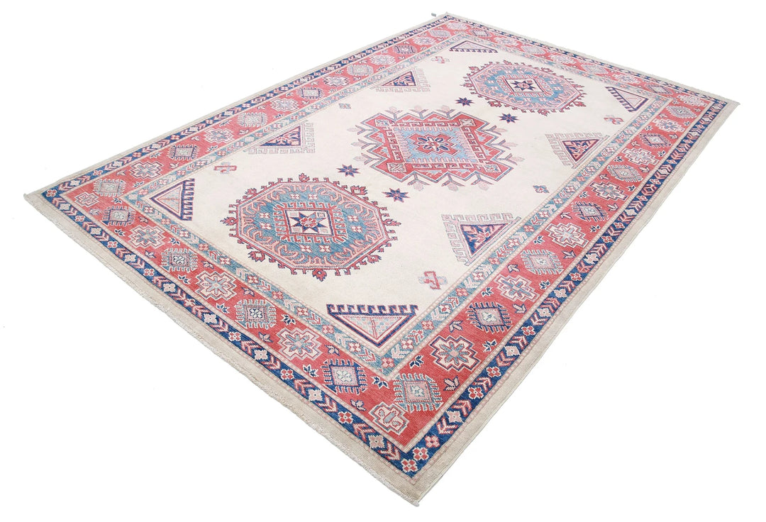 Afghan Kazak Rug 6' 3" x 9' 4" Hand-Knotted | No. AT71377