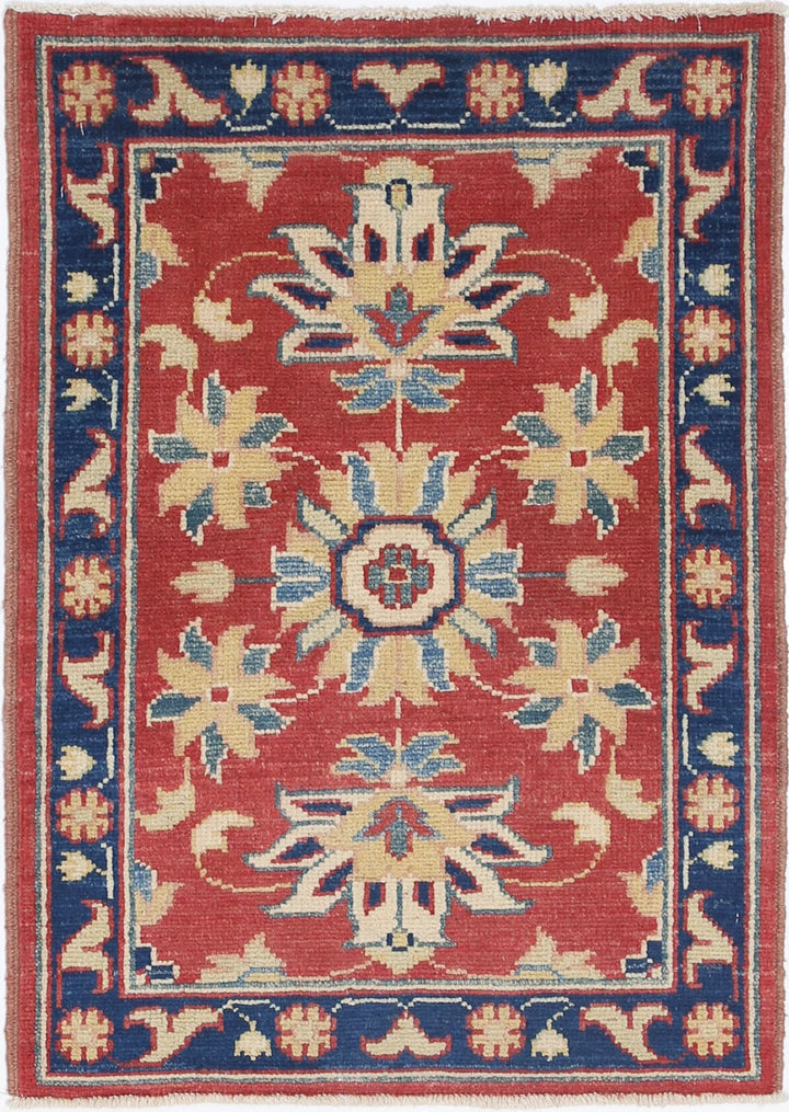 Red Afghan Oriental Rug 2'1" x 2'2" Hand-Knotted