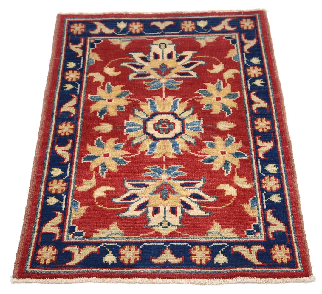 Red Afghan Oriental Rug 2'1" x 2'2" Hand-Knotted | No. AT71410