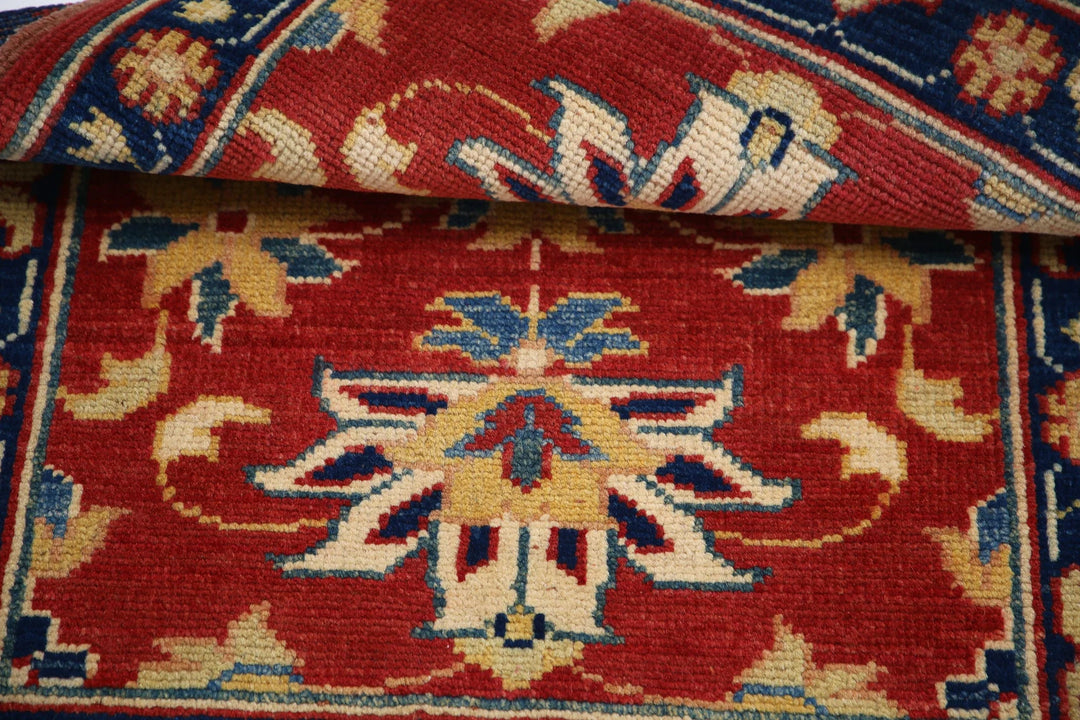 Red Afghan Oriental Rug 2'1" x 2'2" Hand-Knotted field