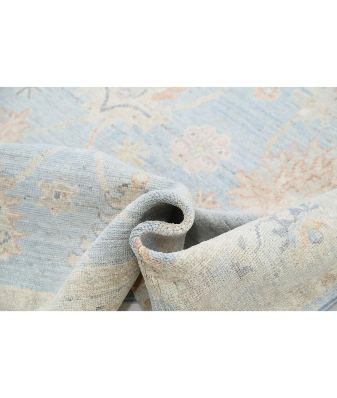Blue Afghan Oushak Rug 5' 2" x 15' 11" Hand-Knotted | No. AT71426