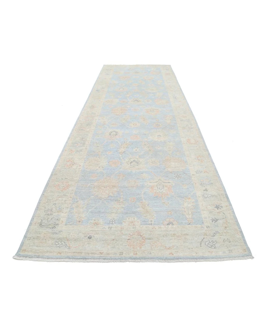 Blue Afghan Oushak Rug 5' 2" x 15' 11" Hand-Knotted | No. AT71426