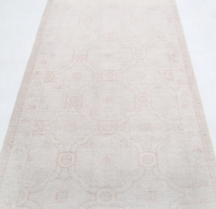 Ivory Afghan Serenity Rug 3' 10" x 11' 2" Hand-Knotted | No. AT71621