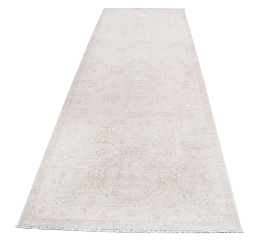 Ivory Afghan Serenity Rug 3' 10" x 11' 2" Hand-Knotted | No. AT71621