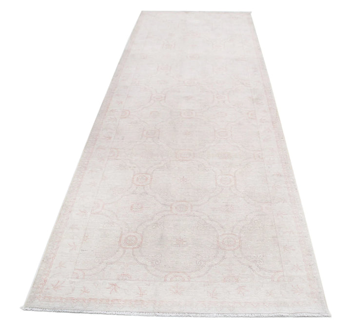 Ivory Afghan Serenity Rug 3' 10" x 11' 2" Hand-Knotted | No. AT71621