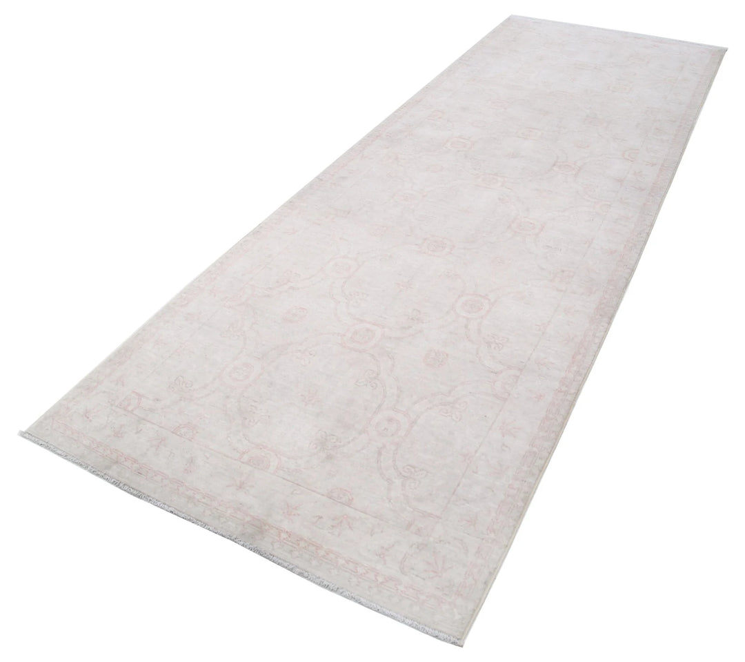 Ivory Afghan Serenity Rug 3' 10" x 11' 2" Hand-Knotted | No. AT71621