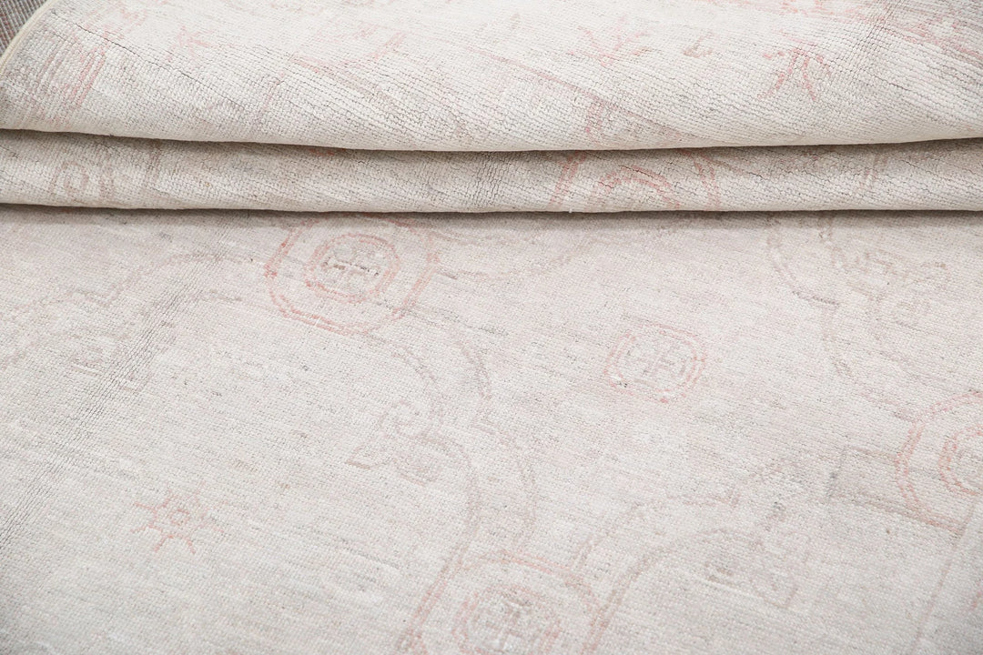 Ivory Afghan Serenity Rug 3' 10" x 11' 2" Hand-Knotted | No. AT71621