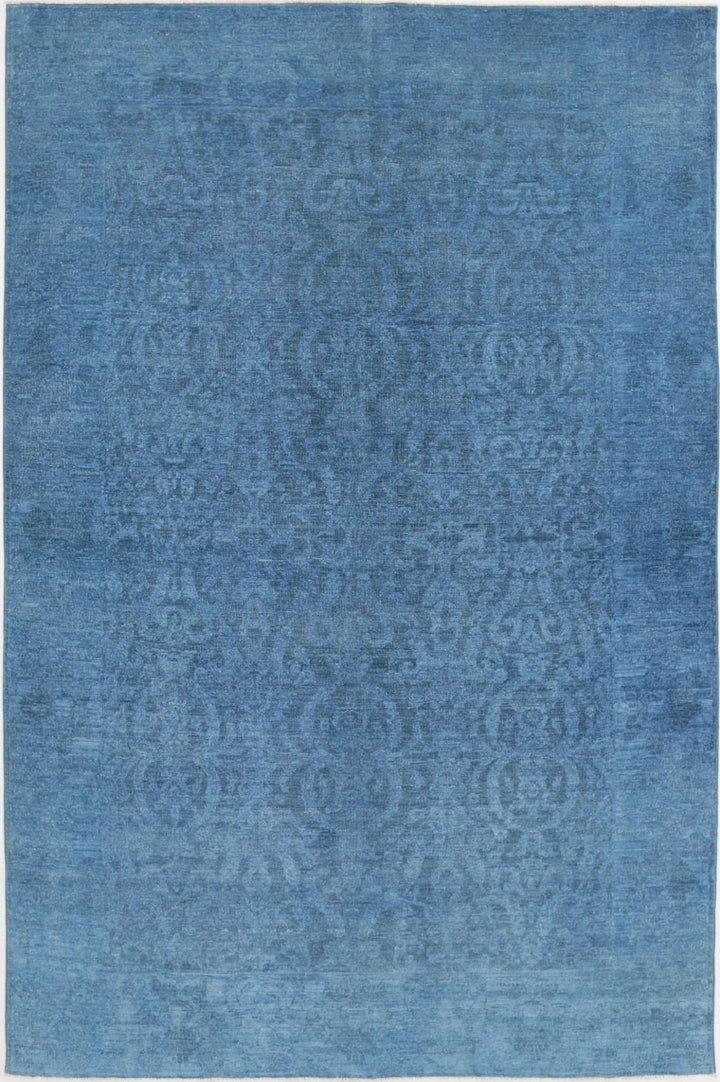 Blue Afghan Overdye Rug 5' 11" x 9' 2" Hand-Knotted | No. AT71681