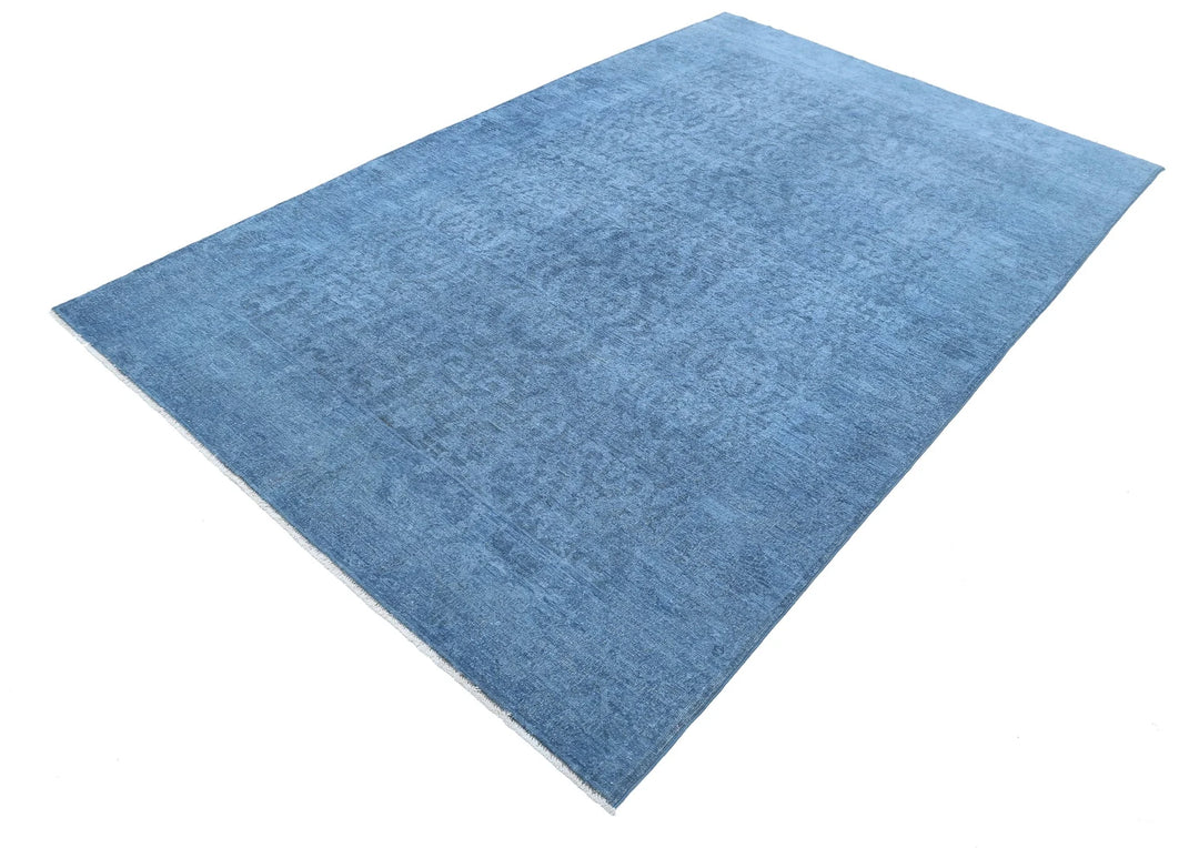 Blue Afghan Overdye Rug 5' 11" x 9' 2" Hand-Knotted | No. AT71681