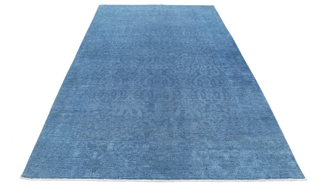 Blue Afghan Overdye Rug 5' 11" x 9' 2" Hand-Knotted | No. AT71681