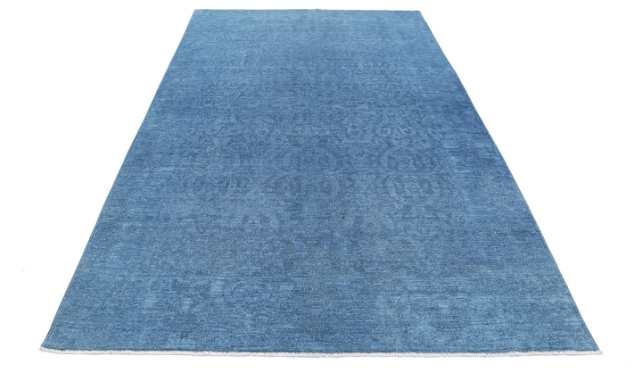 Blue Afghan Overdye Rug 5' 11" x 9' 2" Hand-Knotted | No. AT71681