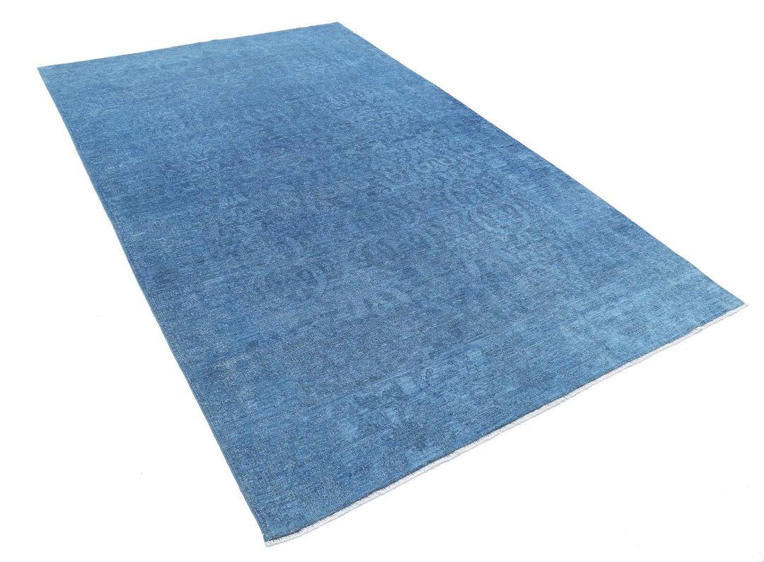 Blue Afghan Overdye Rug 5' 11" x 9' 2" Hand-Knotted | No. AT71681