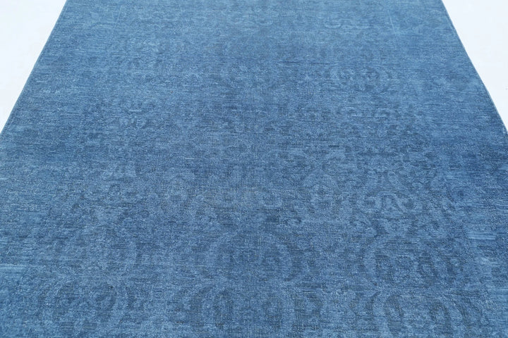 Blue Afghan Overdye Rug 5' 11" x 9' 2" Hand-Knotted | No. AT71681