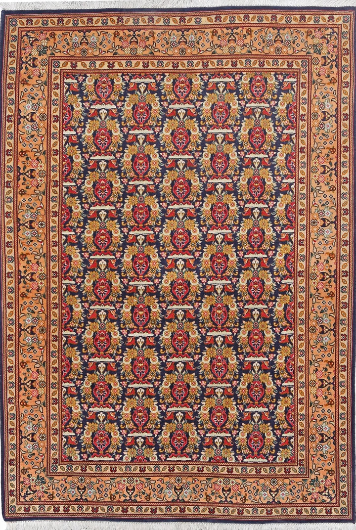 Blue Persian Tabriz Rug 3' 4" x 4' 11" Hand-Knotted | No. AT71810