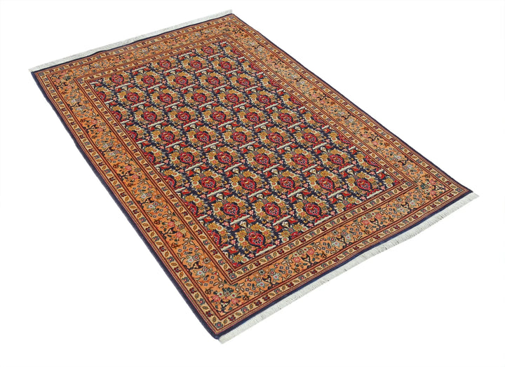 Blue Persian Tabriz Rug 3' 4" x 4' 11" Hand-Knotted | No. AT71810