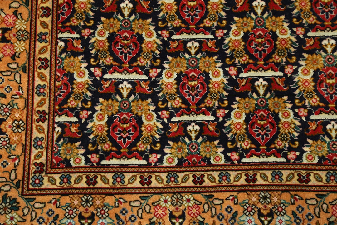 Blue Persian Tabriz Rug 3' 4" x 4' 11" Hand-Knotted | No. AT71810