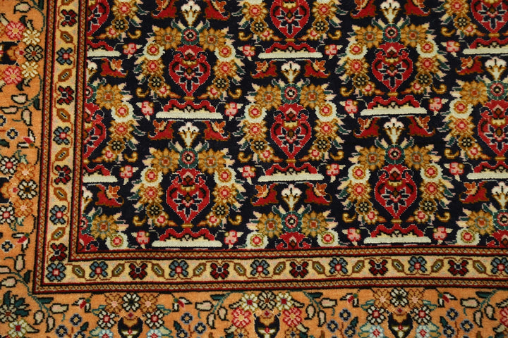 Blue Persian Tabriz Rug 3' 4" x 4' 11" Hand-Knotted | No. AT71810