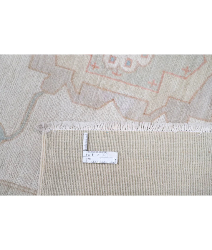 Ivory Afghan Tabriz Rug 7' 10" x 9' 6" Hand-Knotted | No. AT71937