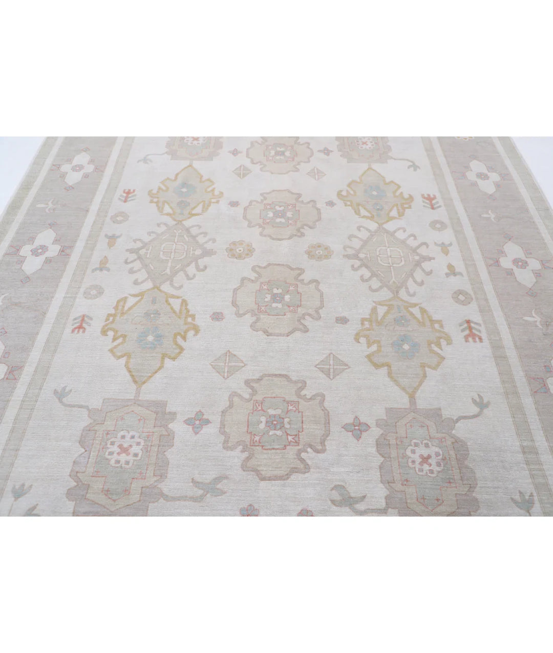 Ivory Afghan Tabriz Rug 7' 10" x 9' 6" Hand-Knotted | No. AT71937