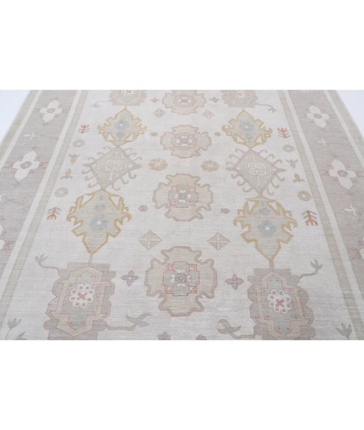 Ivory Afghan Tabriz Rug 7' 10" x 9' 6" Hand-Knotted | No. AT71937