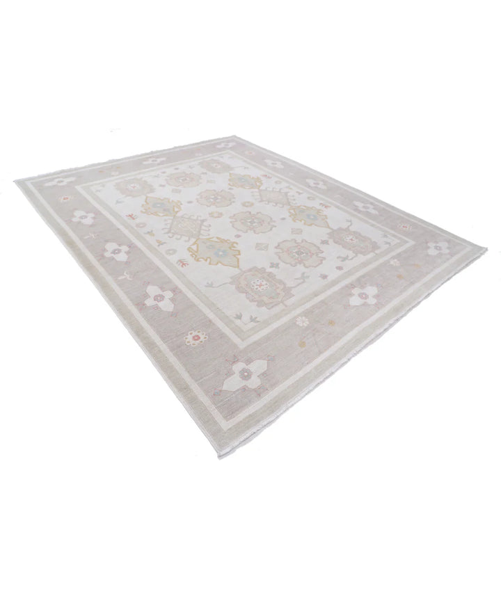 Ivory Afghan Tabriz Rug 7' 10" x 9' 6" Hand-Knotted | No. AT71937