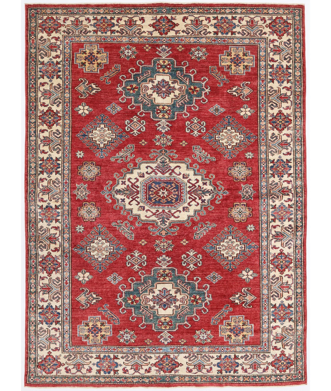 Afghan Kazak Rug 5' 8" x 7' 7" Hand-Knotted | No. AT71961