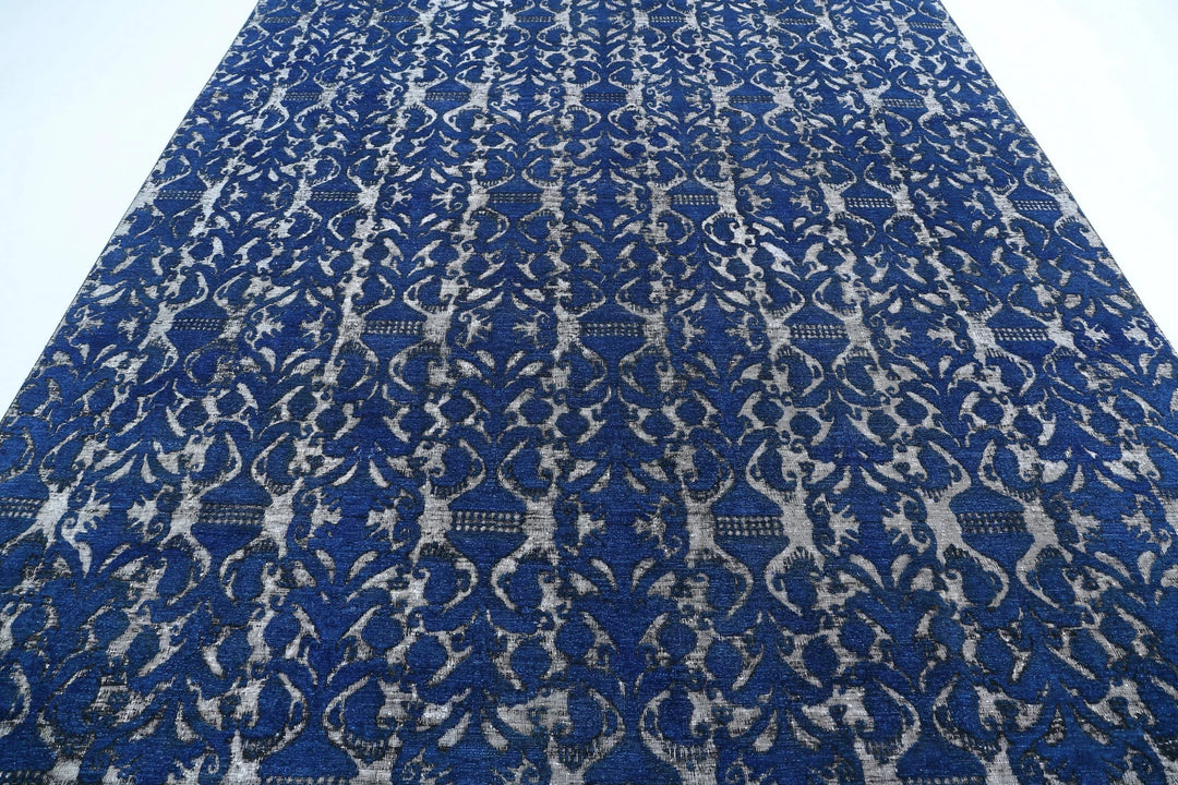 Blue Afghan Oriental Rug 8' 6" x 11' 8" Hand-Knotted | No. AT72082
