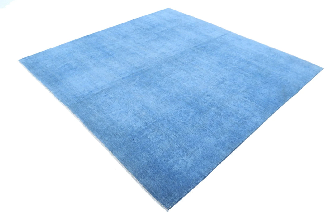 Blue Afghan Overdye Rug 7' 8" x 7' 4" Hand-Knotted | No. AT72088