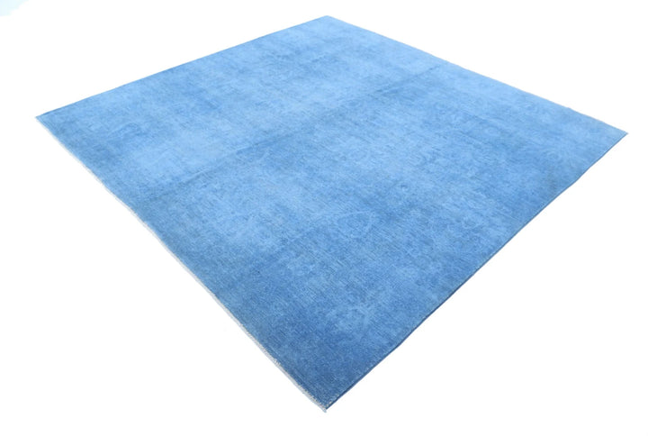 Blue Afghan Overdye Rug 7' 8" x 7' 4" Hand-Knotted | No. AT72088