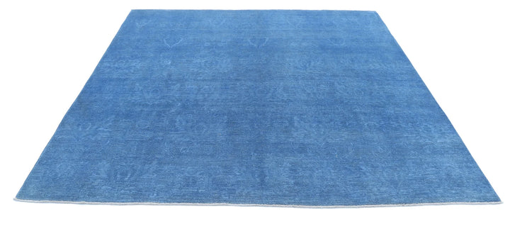 Blue Afghan Overdye Rug 7' 8" x 7' 4" Hand-Knotted | No. AT72088