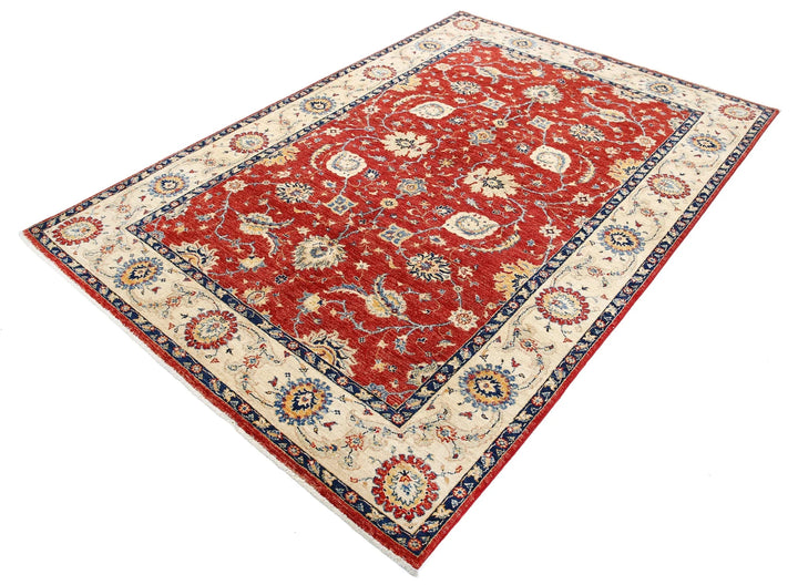 Afghan Ziegler Rug 5' 6" x 8' 3" Hand-Knotted | No. AT72097