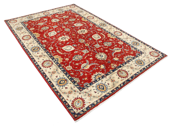 Afghan Ziegler Rug 5' 6" x 8' 3" Hand-Knotted | No. AT72097