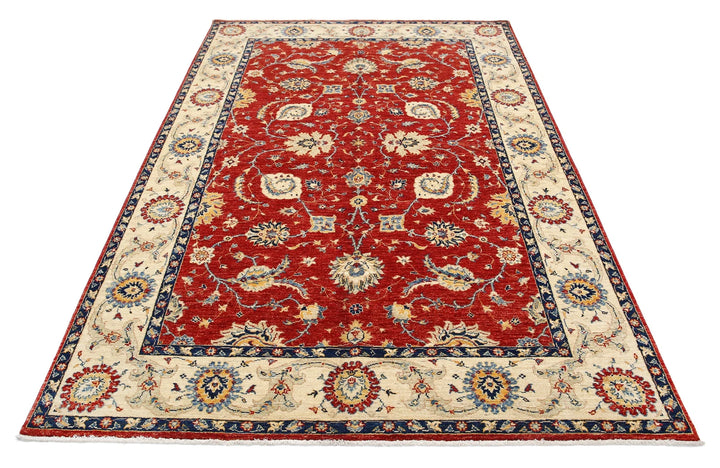 Afghan Ziegler Rug 5' 6" x 8' 3" Hand-Knotted | No. AT72097