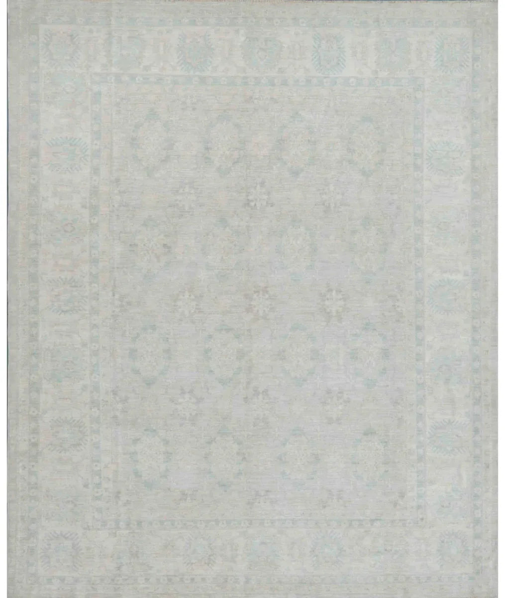 Grey Afghan Serenity Rug 8' 2" x 9' 9" Hand-Knotted | No. AT72131