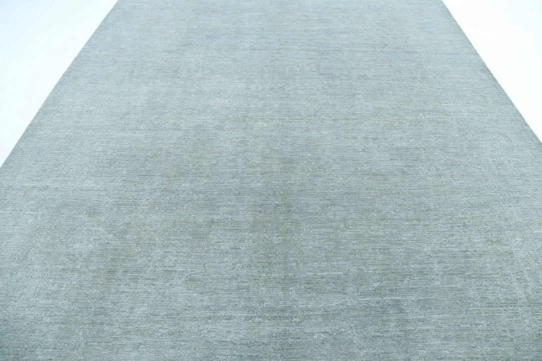 Grey Afghan Overdye Rug 9' 1" x 11' 10" Hand-Knotted | No. AT72193