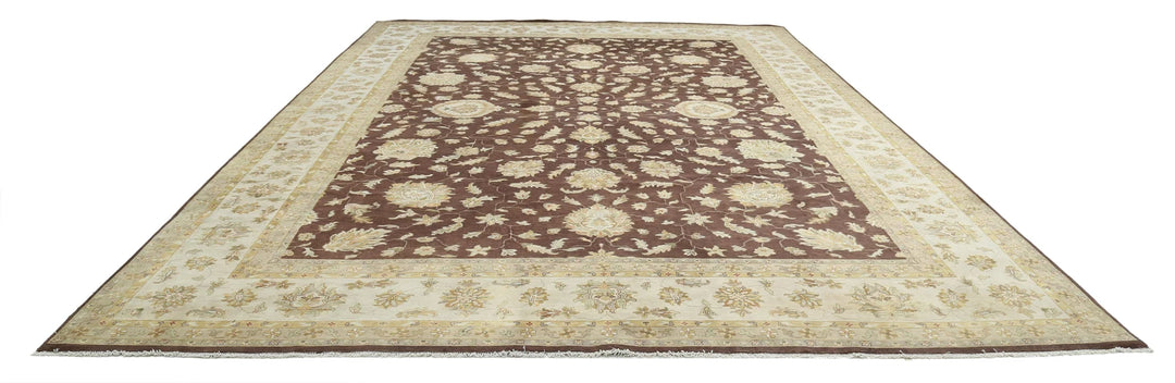 Ivory Indian Ziegler Rug 11' 9" x 17' 6" Hand-Knotted | No. AT722515
