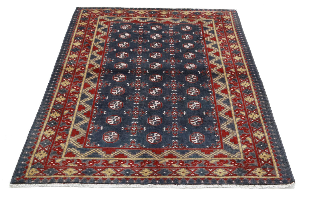 Afghan Revival Rug 4' 1" x 5' 10" Hand-Knotted | No. AT72264